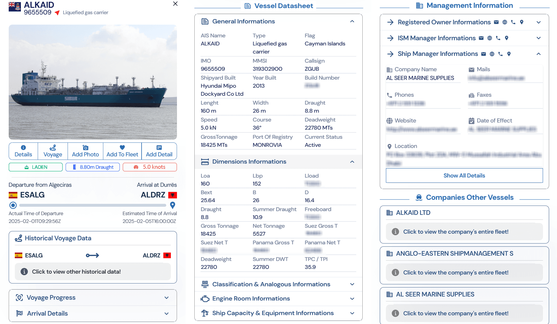 Vesseldove - vessel detail page